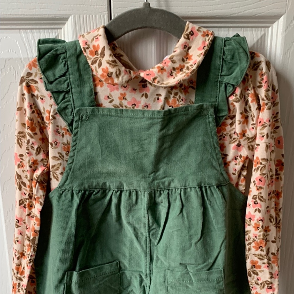 Preppy Ruffled Overalls and Floral Top - Picture 3 of 17